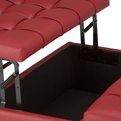 Harrison Tufted Lift-Top Storage Ottoman red leather upholstery by HouseOfZazla on Tampa Home & Garden Store