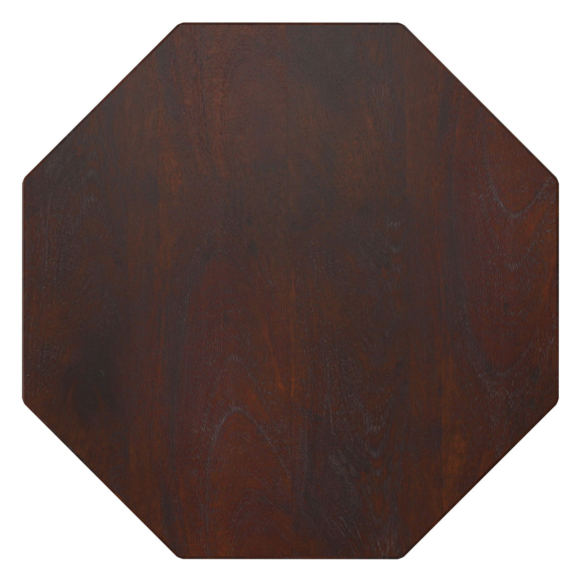 Solid acacia wood side table by HouseOfZazla with sculptural faceted top in dark brown finish on Tampa Home & Garden Store