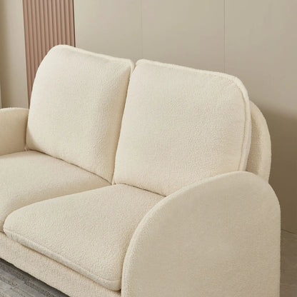 Loveseat sofa in cream Sherpa fabric, small stationary model by Unique Piece Furniture on Tampa Home & Garden Store