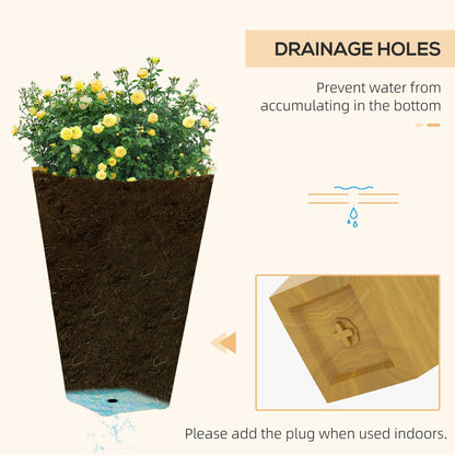 Outsunny 3-pack planters, large tapered faux-wood plastic pots with drainage holes and plug on Tampa Home & Garden Store