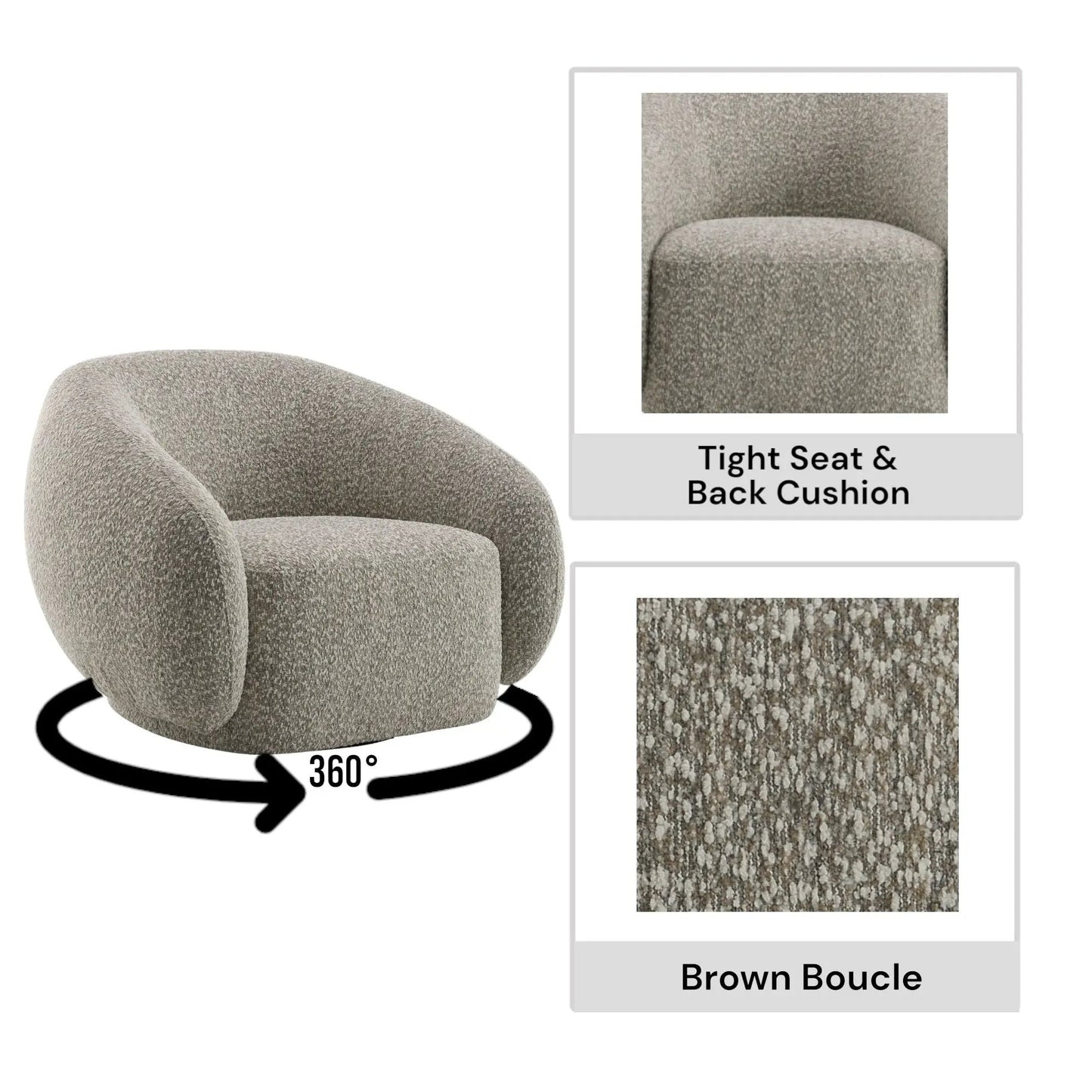 Isabel Chair Bouclé Upholstery with Swivel Base