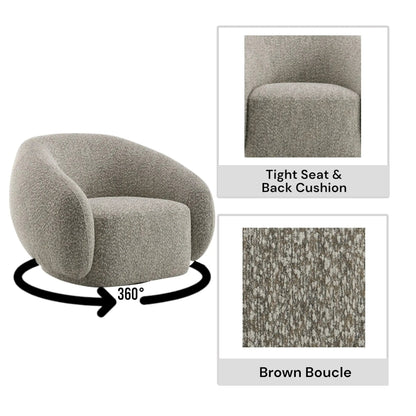 Isabel Chair Bouclé Upholstery with Swivel Base
