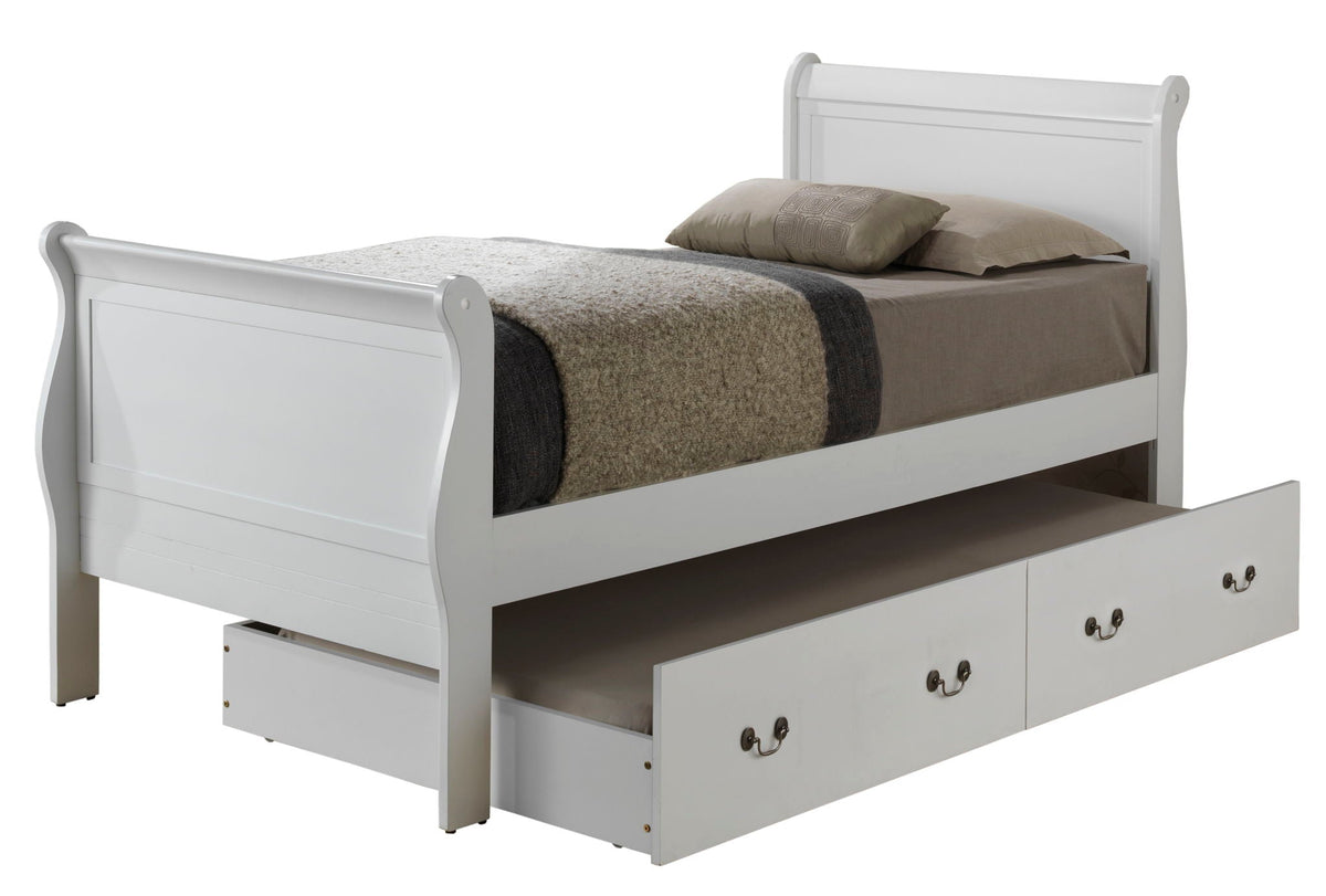 Elegant Trundle Bed white wood with curved headboard and storage drawers HouseOfZazla on Tampa Home & Garden Store