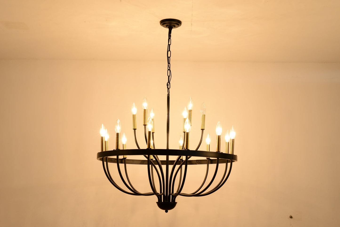 HouseOfZazla 15-Light Industrial Iron Chandelier with black finish and chain on Tampa Home & Garden Store