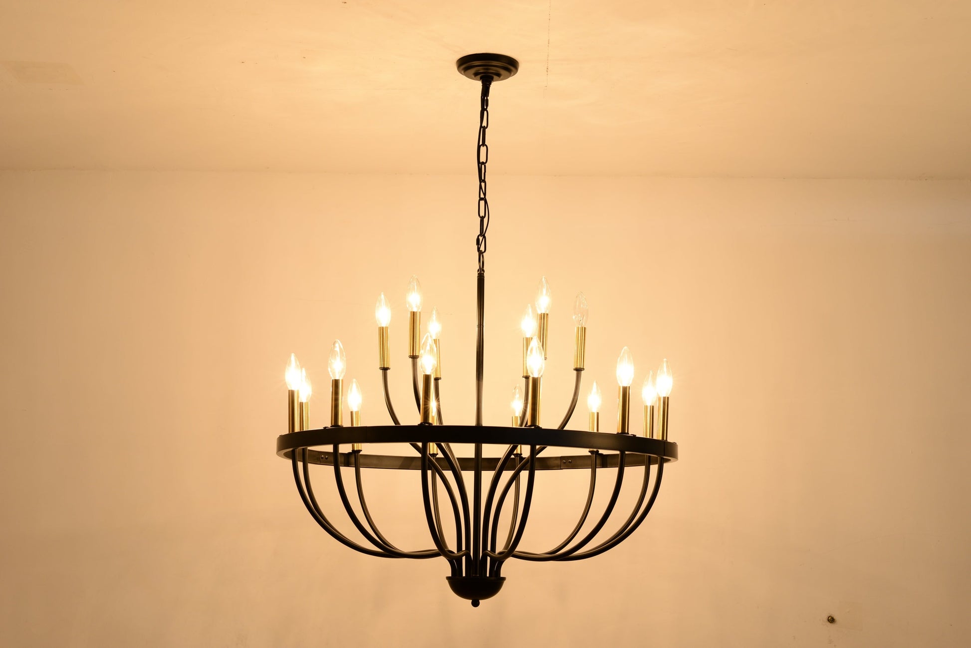 HouseOfZazla 15-Light Industrial Iron Chandelier with black finish and chain on Tampa Home & Garden Store