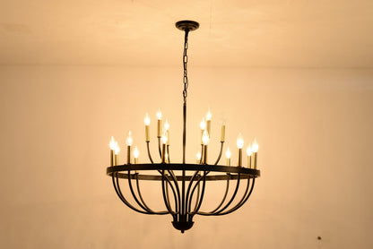 HouseOfZazla 15-Light Industrial Iron Chandelier with black finish and chain on Tampa Home & Garden Store