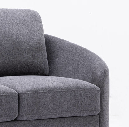 Yuina linen loveseat gray fabric with plush cushions and rounded arms stationary design on Tampa Home & Garden Store