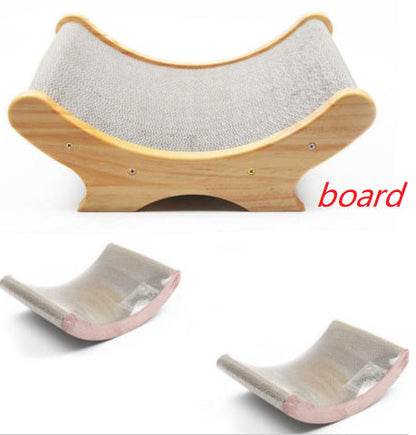 U-shaped cat scratcher by Sell My Stuff with wood base and gray carpet, 2 curved panels on Tampa Home & Garden Store