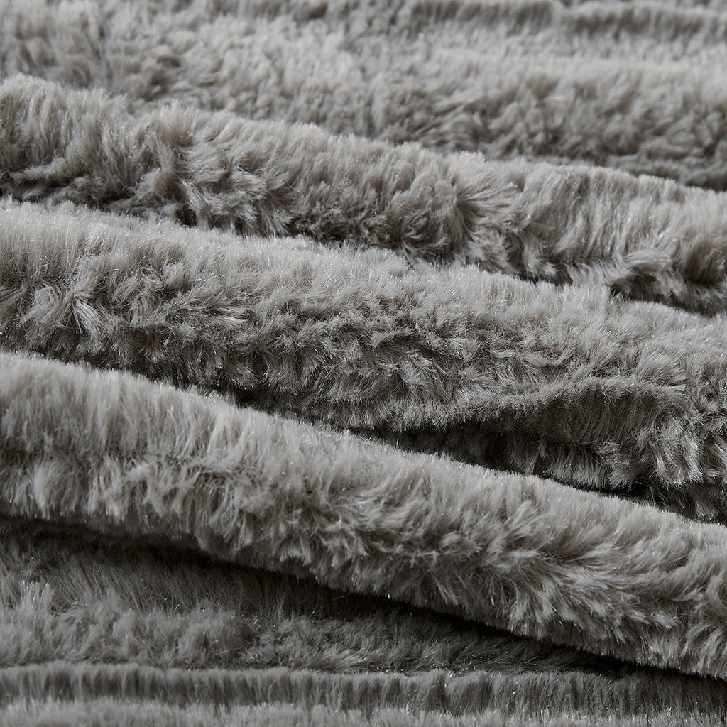 King/Cal King faux fur down alternative comforter mini set in soft grey by HouseOfZazla on Tampa Home & Garden Store