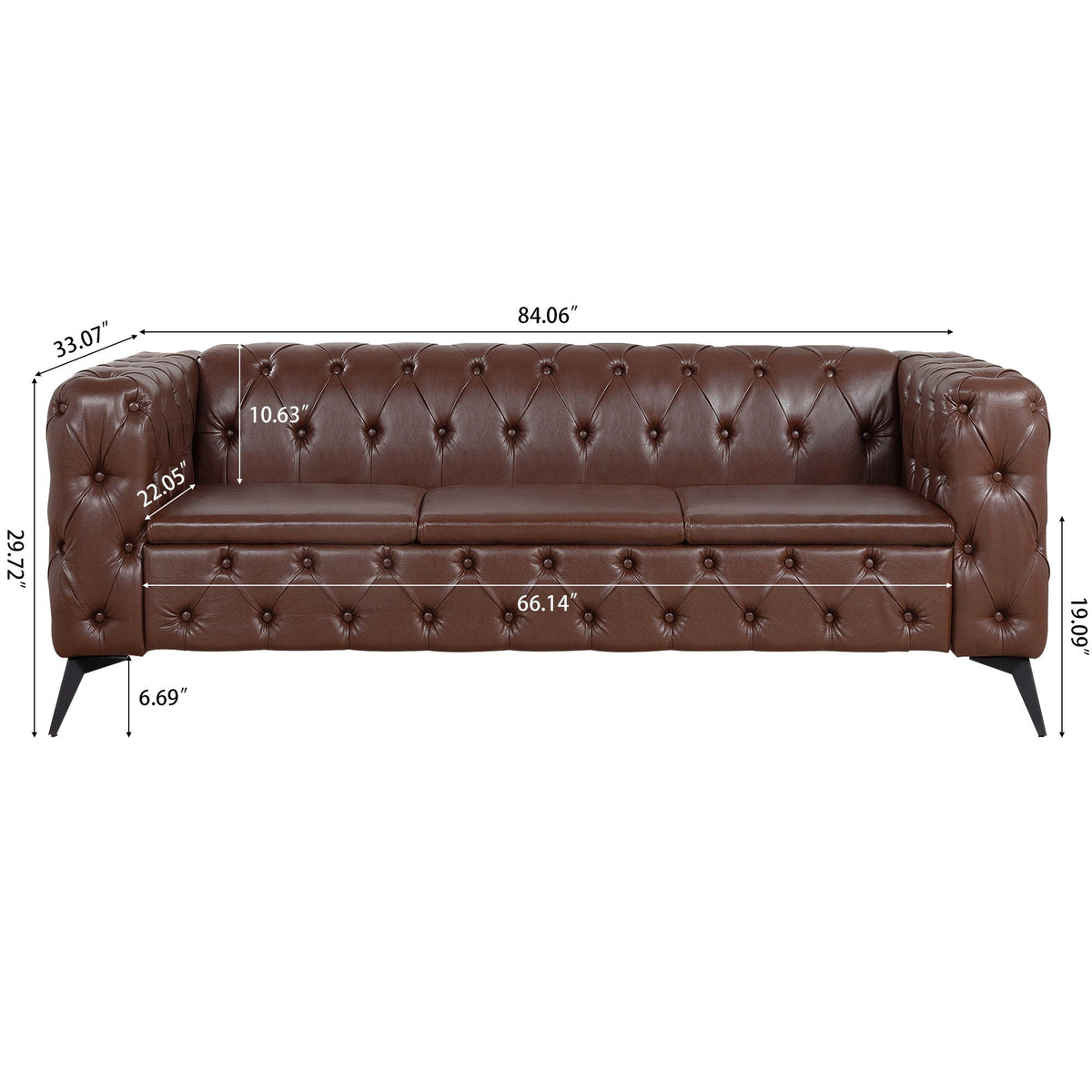 Modern 3 Seater Sofa with Square Arm and Cushion