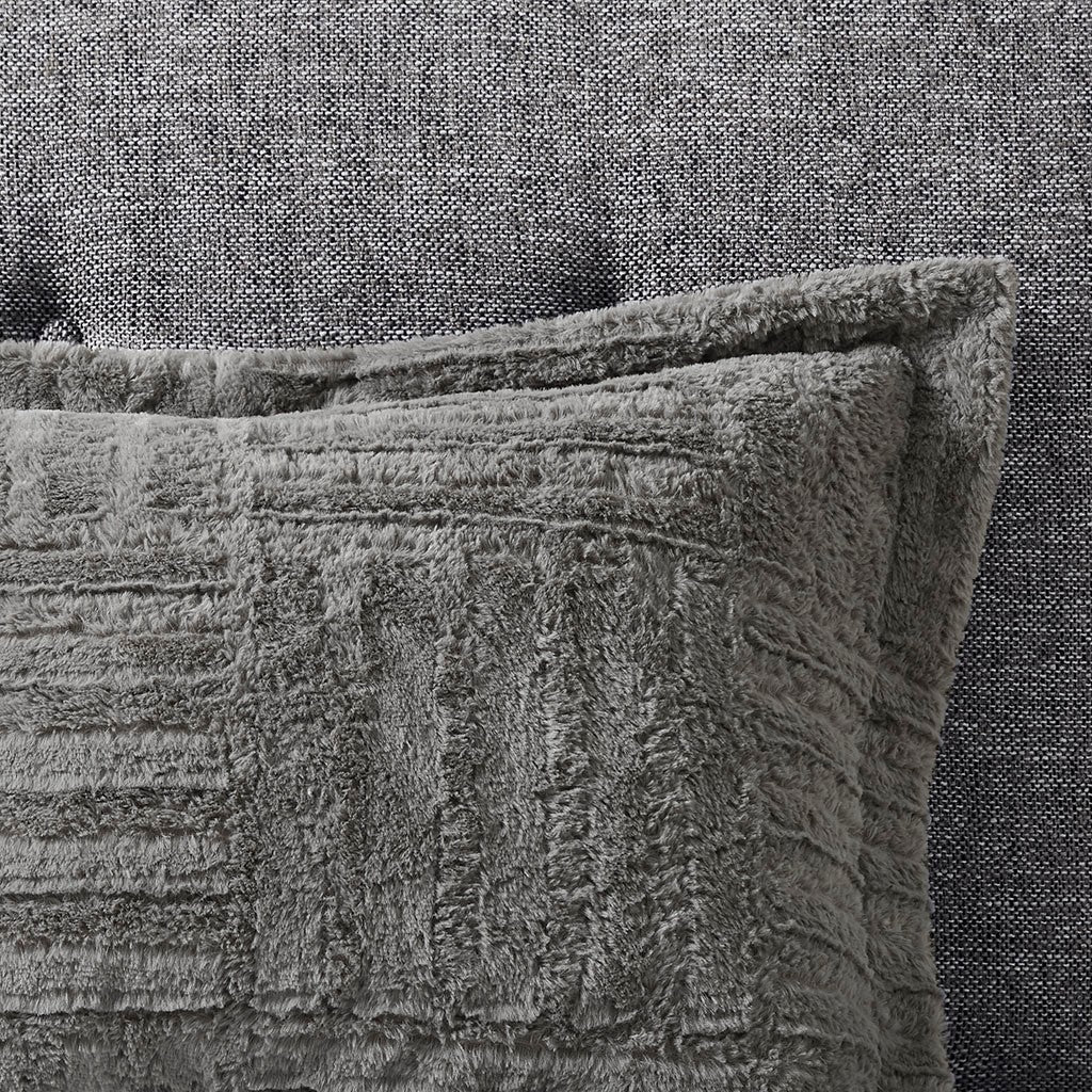 Grey Faux Fur And Down Alternative Comforter Set