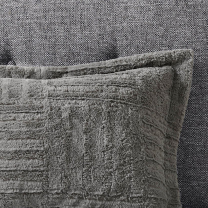 Grey Faux Fur And Down Alternative Comforter Set