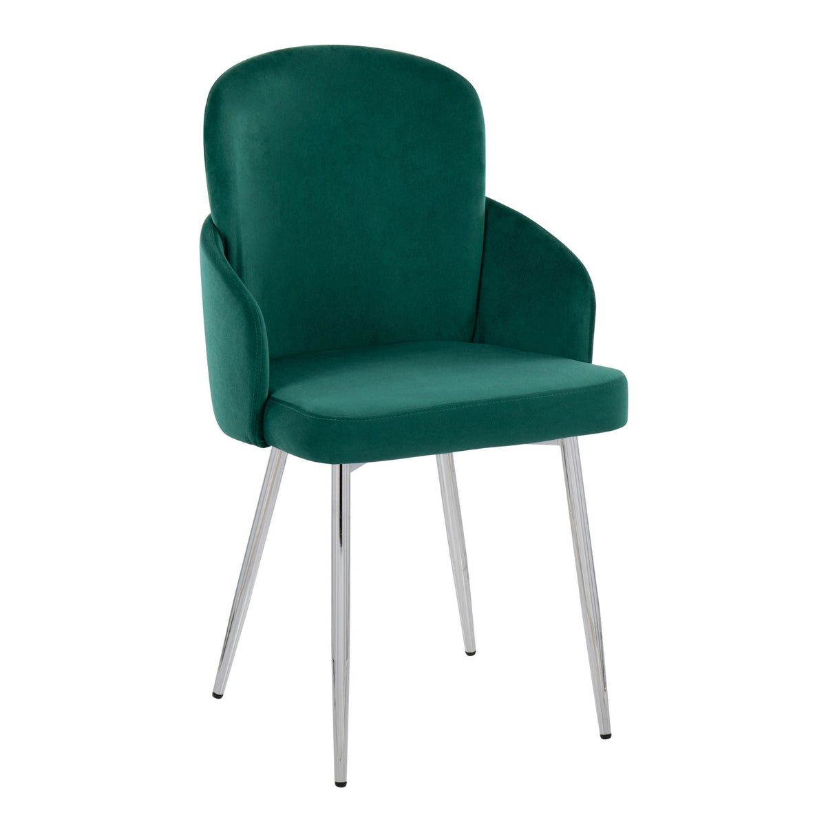 Contemporary dining chair set of 2 in green velvet upholstery with chrome legs by HouseOfZazla on Tampa Home & Garden Store