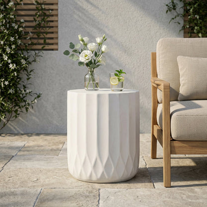 Contemporary Round Outdoor Concrete Side Table