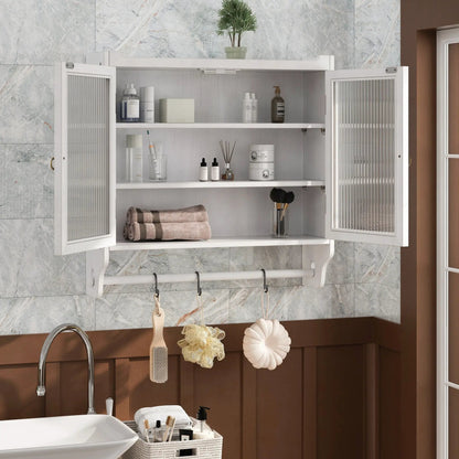 Vintage Wall Cabinet with Three Tiers Towel Rack