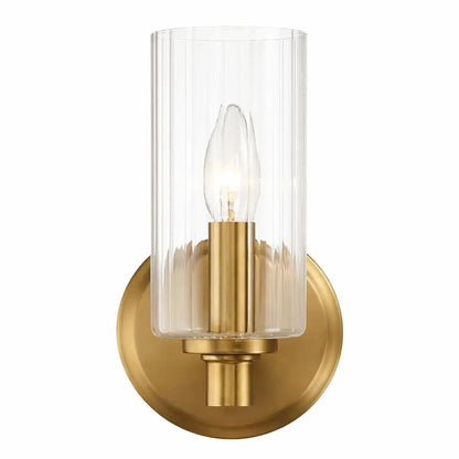 Jardin Single Wall Sconce Ribbed Glass Brass