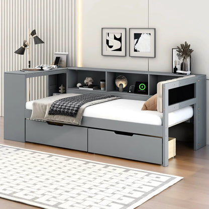 Upholstered Headboard Platform Bed with Storage