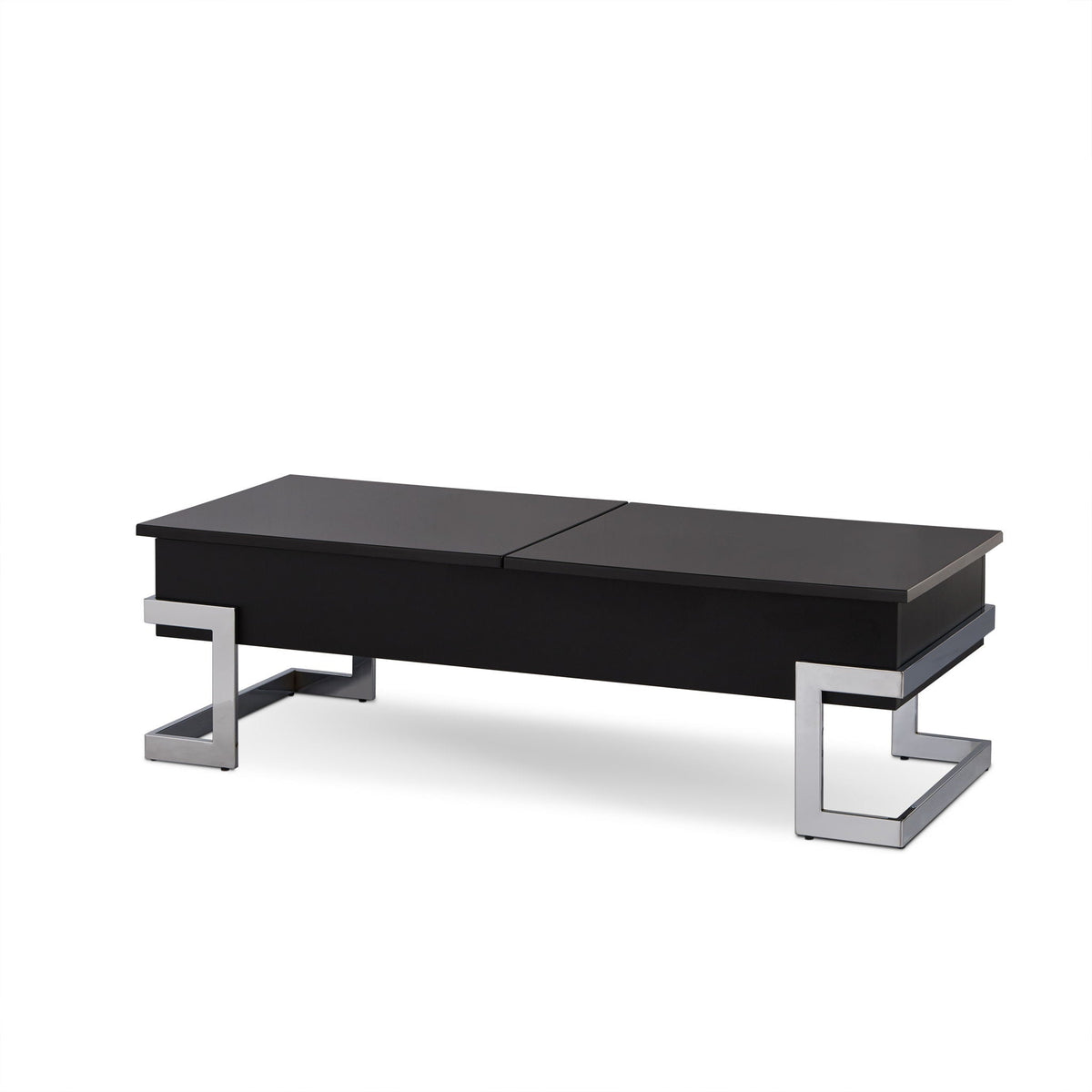 High gloss black lift-top coffee table with hidden storage, HouseOfZazla, chrome legs on Tampa Home & Garden Store