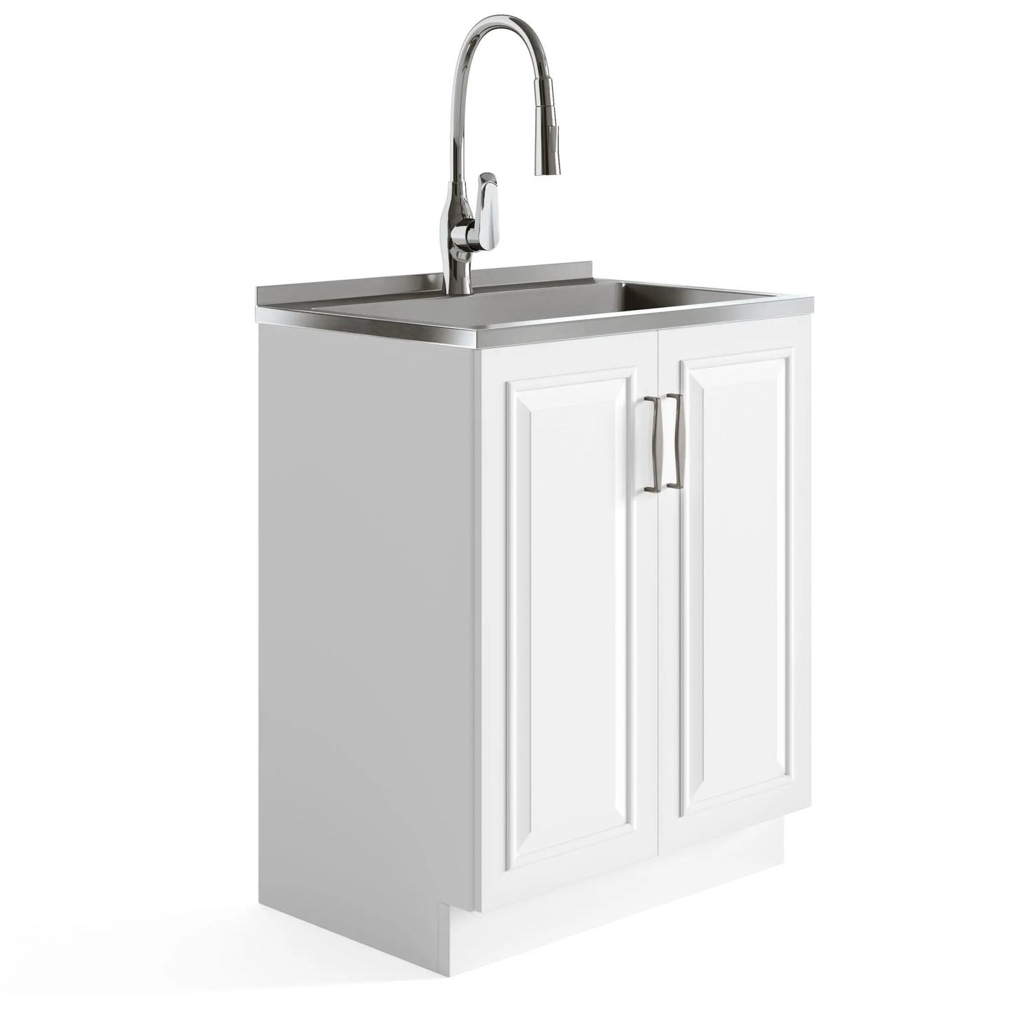 Darwin Deluxe Laundry Cabinet with pull-out faucet and stainless steel sink chrome on Tampa Home & Garden Store