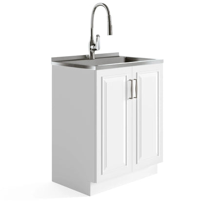 Darwin Deluxe Laundry Cabinet with pull-out faucet and stainless steel sink chrome on Tampa Home & Garden Store