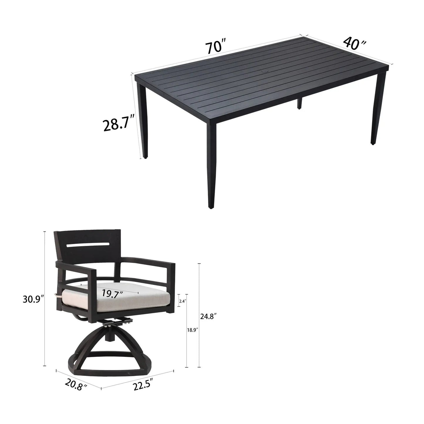 Outdoor Modern Dining Set with Cushioned Chairs