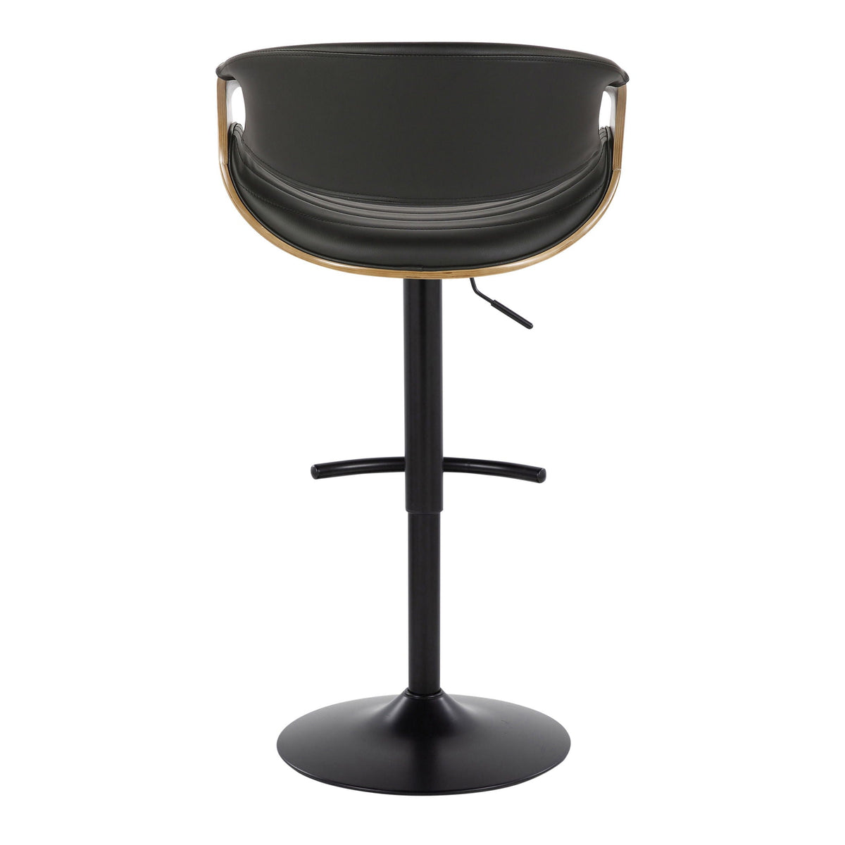 Barstool Symphony mid-century adjustable swivel with black cushion, wood frame and T-footrest on Tampa Home & Garden Store