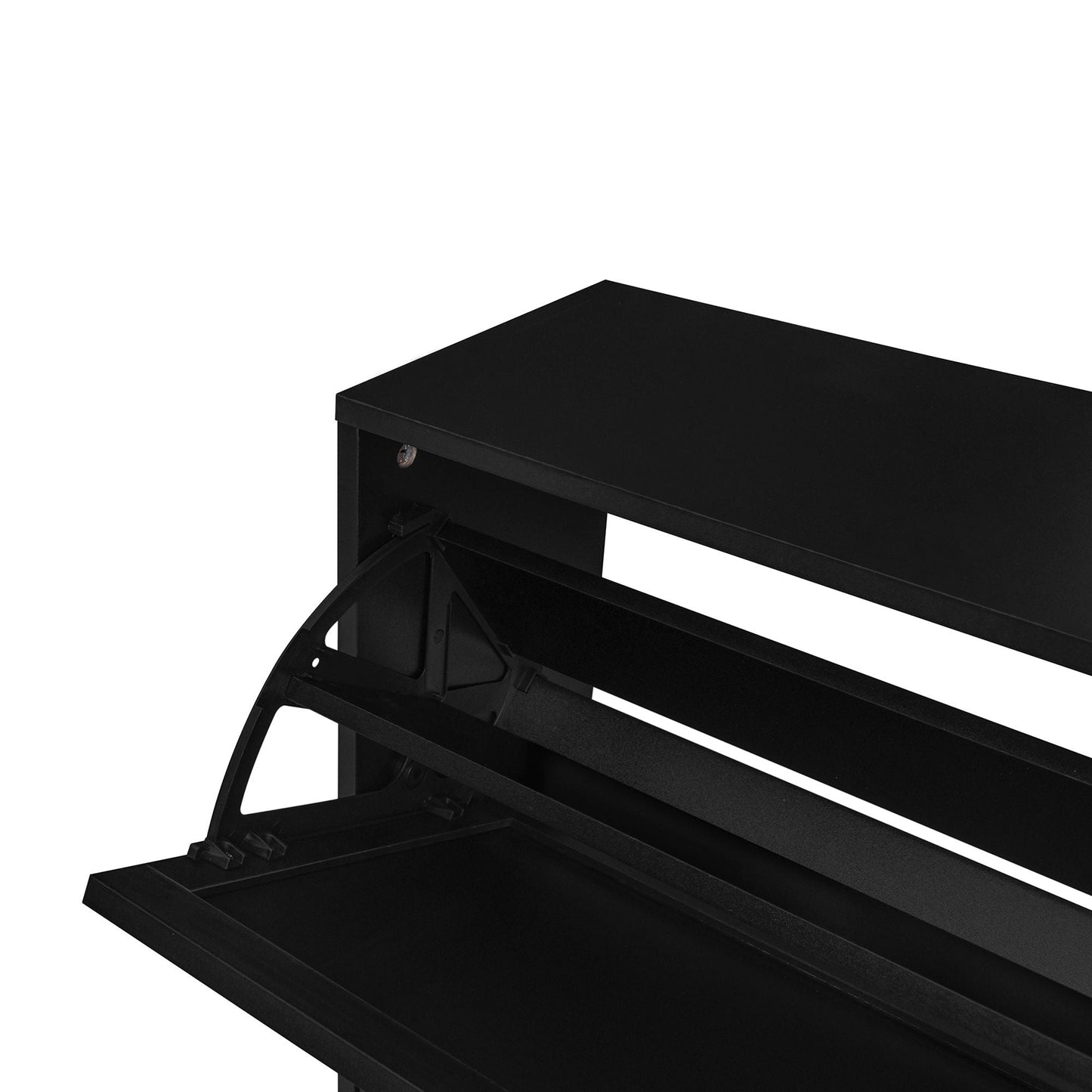 Black modern three-tier shoe rack cabinet for entryway with clean lines on Tampa Home & Garden Store