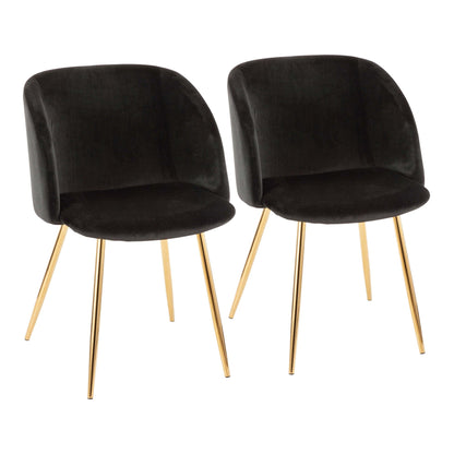 Black velvet chair set with padded seats and gold legs, 2 chairs, modern design on Tampa Home & Garden Store