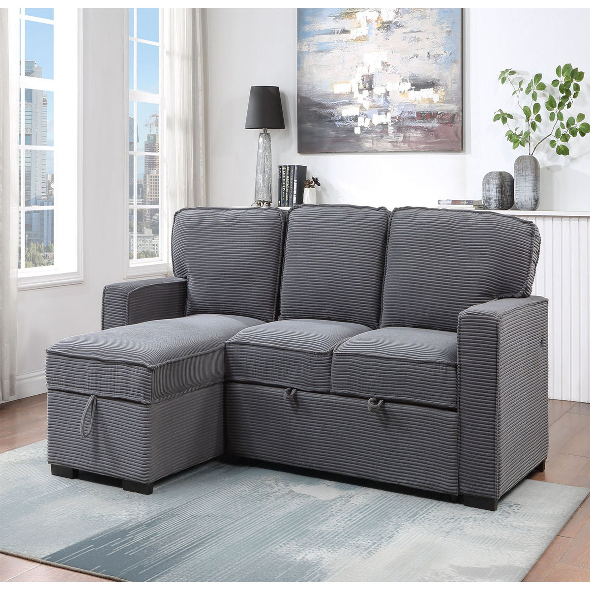 Territory Modern Pull Out Sofa Bed and Gray