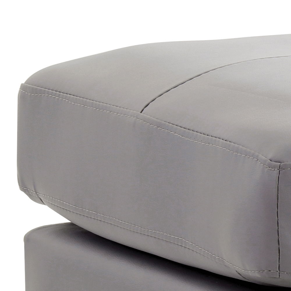 Upholstered ottoman in gray faux leather with stitching by HouseOfZazla on Tampa Home & Garden Store