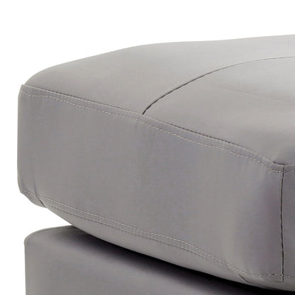 Upholstered ottoman in gray faux leather with stitching by HouseOfZazla on Tampa Home & Garden Store