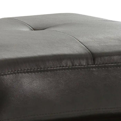 Casual Upholstered Ottoman in dark gray leather-like fabric with tufted top on Tampa Home & Garden Store