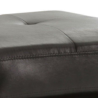Upholstered ottoman in black faux leather with stitched seam detail HouseOfZazla on Tampa Home & Garden Store