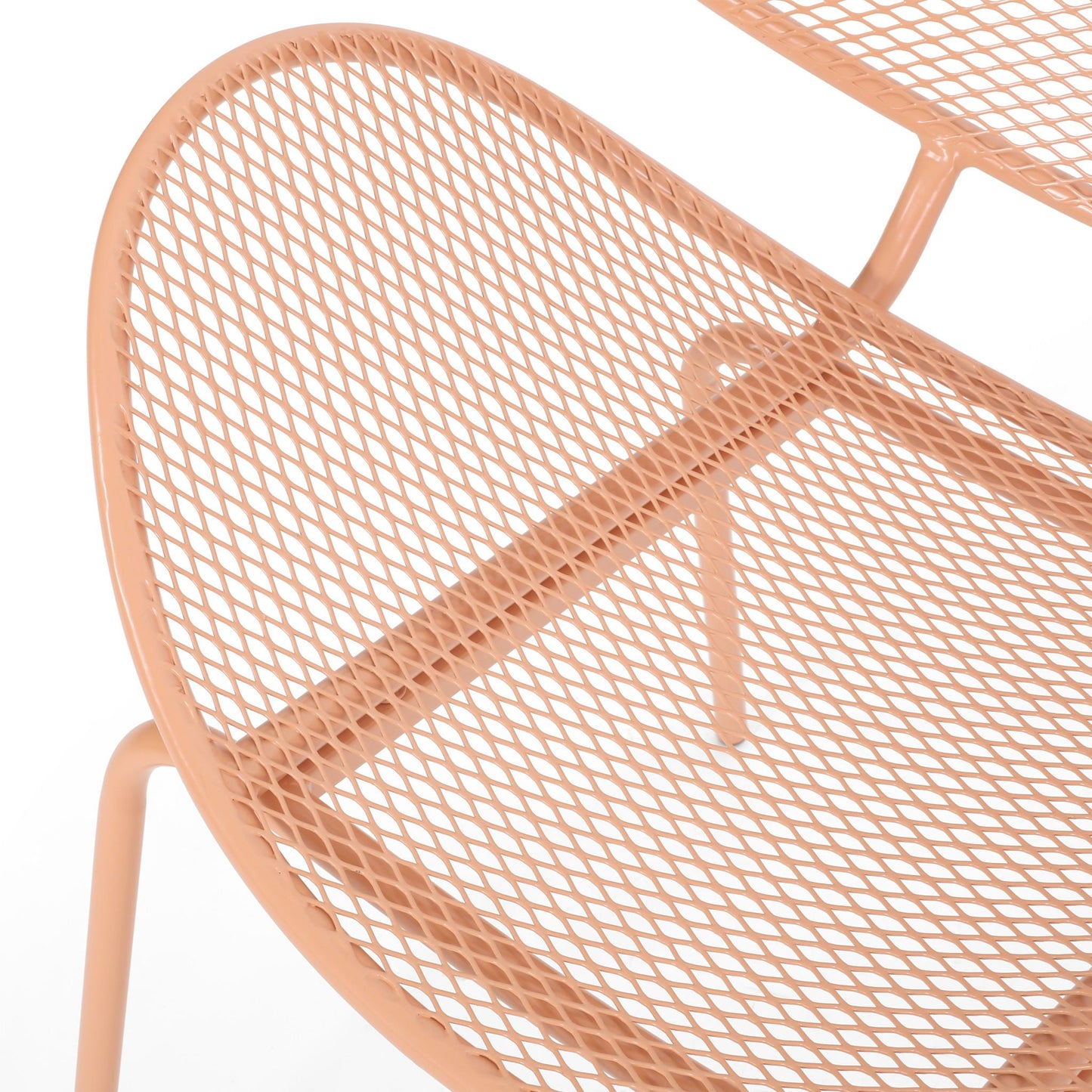 Elba Contemporary Armless Outdoor Chair Set peach metal mesh by HouseOfZazla on Tampa Home & Garden Store