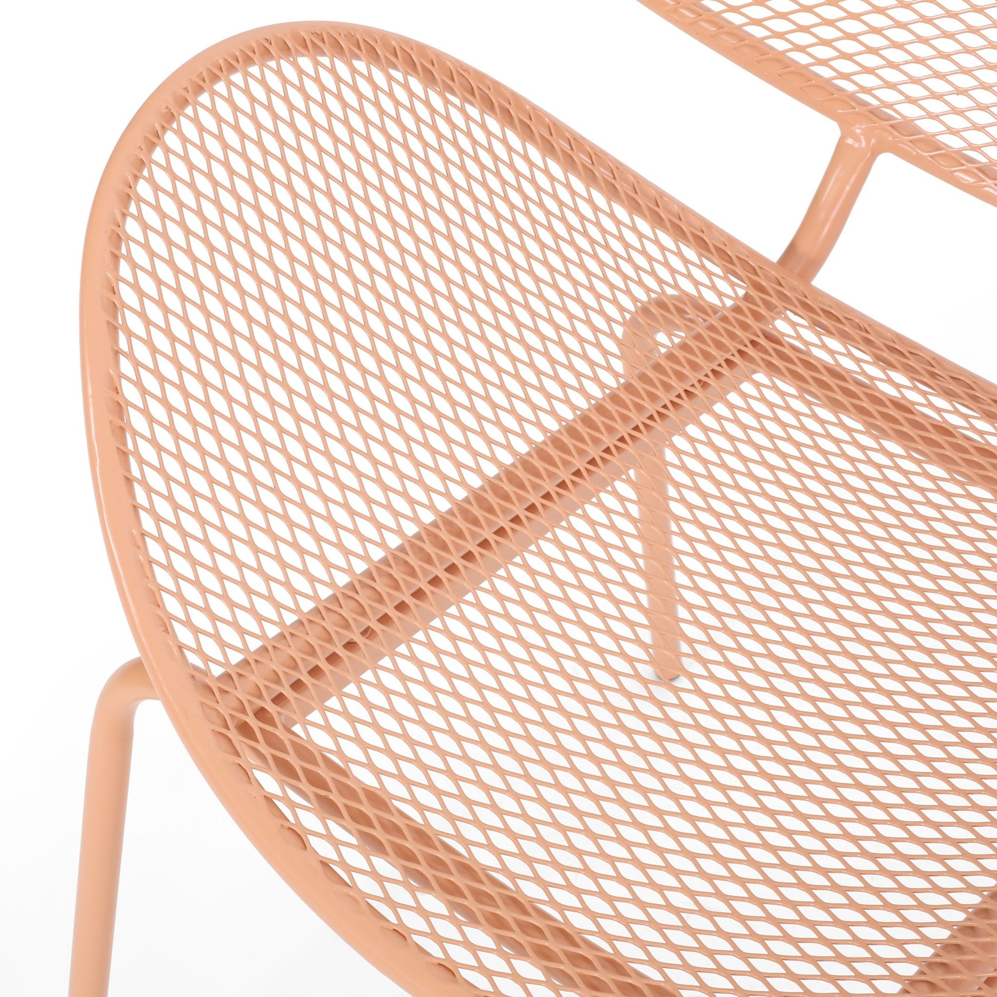Elba Contemporary Armless Outdoor Chair Set peach metal mesh by HouseOfZazla on Tampa Home & Garden Store