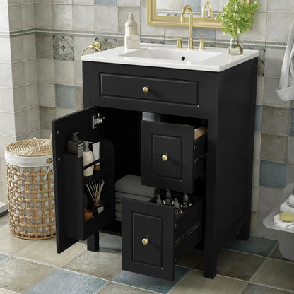 Elegant Bathroom Vanity Ceramic Sink and Drawers