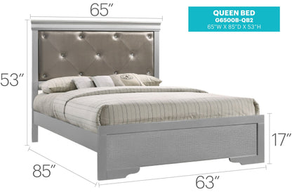 Transitional Tufted Bed and Textured Footboard