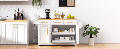 Rolling Kitchen Island With Vintage White Drawers