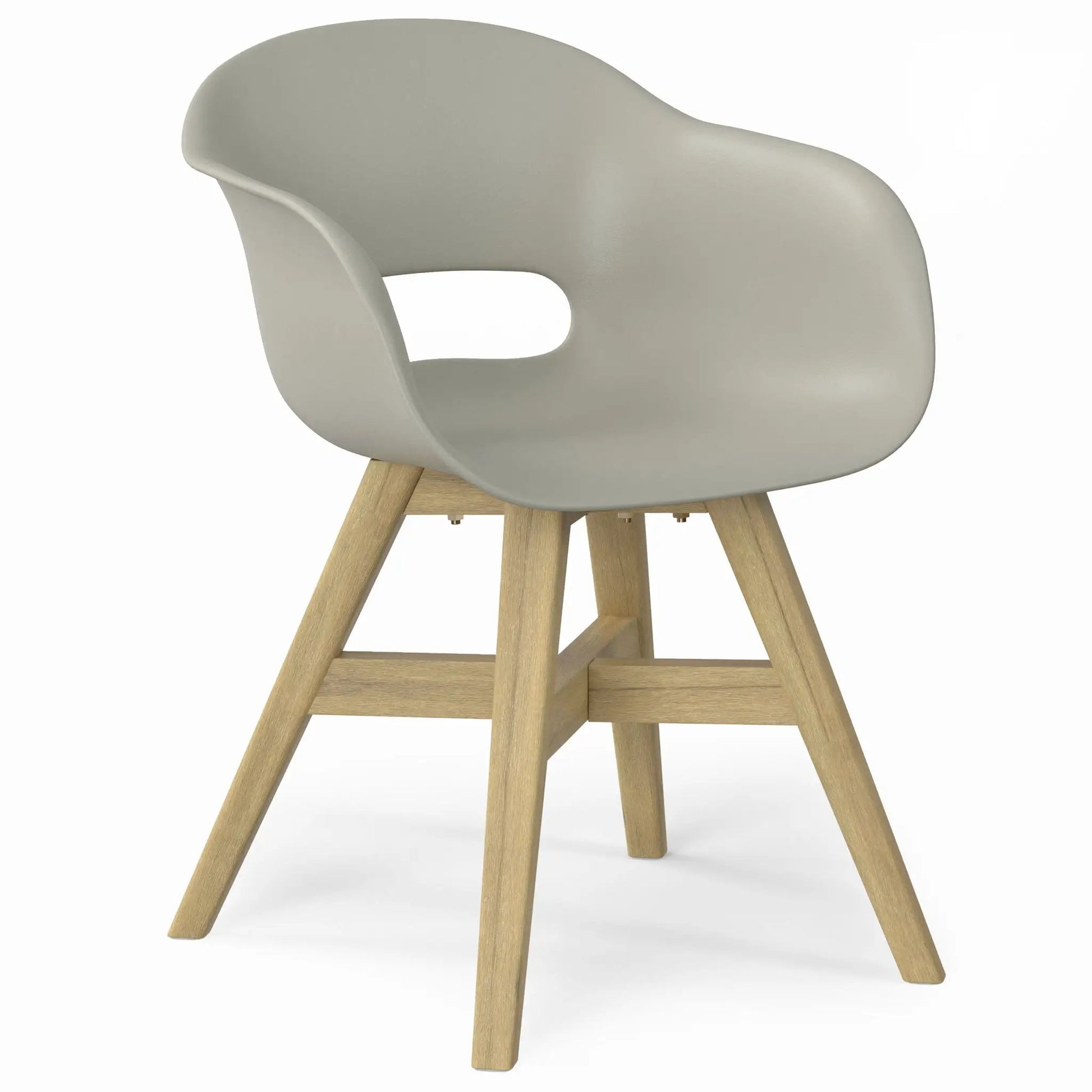 Kona outdoor dining chair set in plastic, gray seat with wood legs by Unique Piece Furniture on Tampa Home & Garden Store