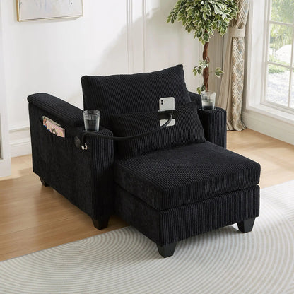 Convertible Chaise Lounge Chair With USB Ports