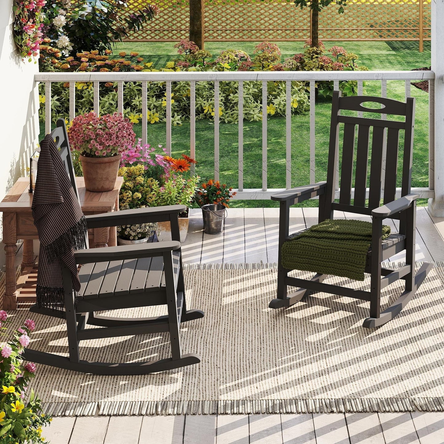 HouseOfZazla outdoor rocking chairs set of 2 in grey HDPE, oversized porch rockers on Tampa Home & Garden Store