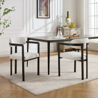 Dining Arm Chairs Set of 2 with Matte Metal Legs