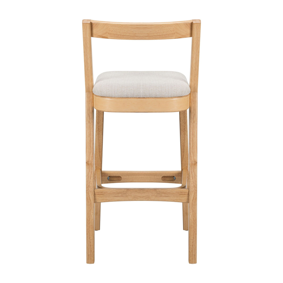 Jasper Indoor Barstool natural rubberwood frame with light beige upholstered seat on Tampa Home & Garden Store