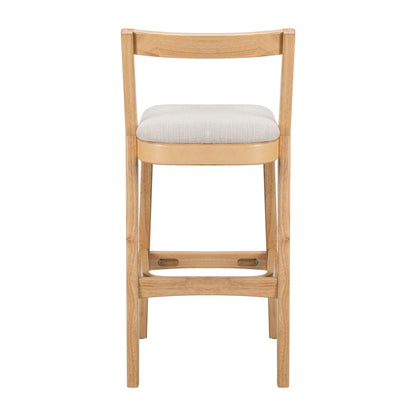 Jasper Indoor Barstool natural rubberwood frame with light beige upholstered seat on Tampa Home & Garden Store