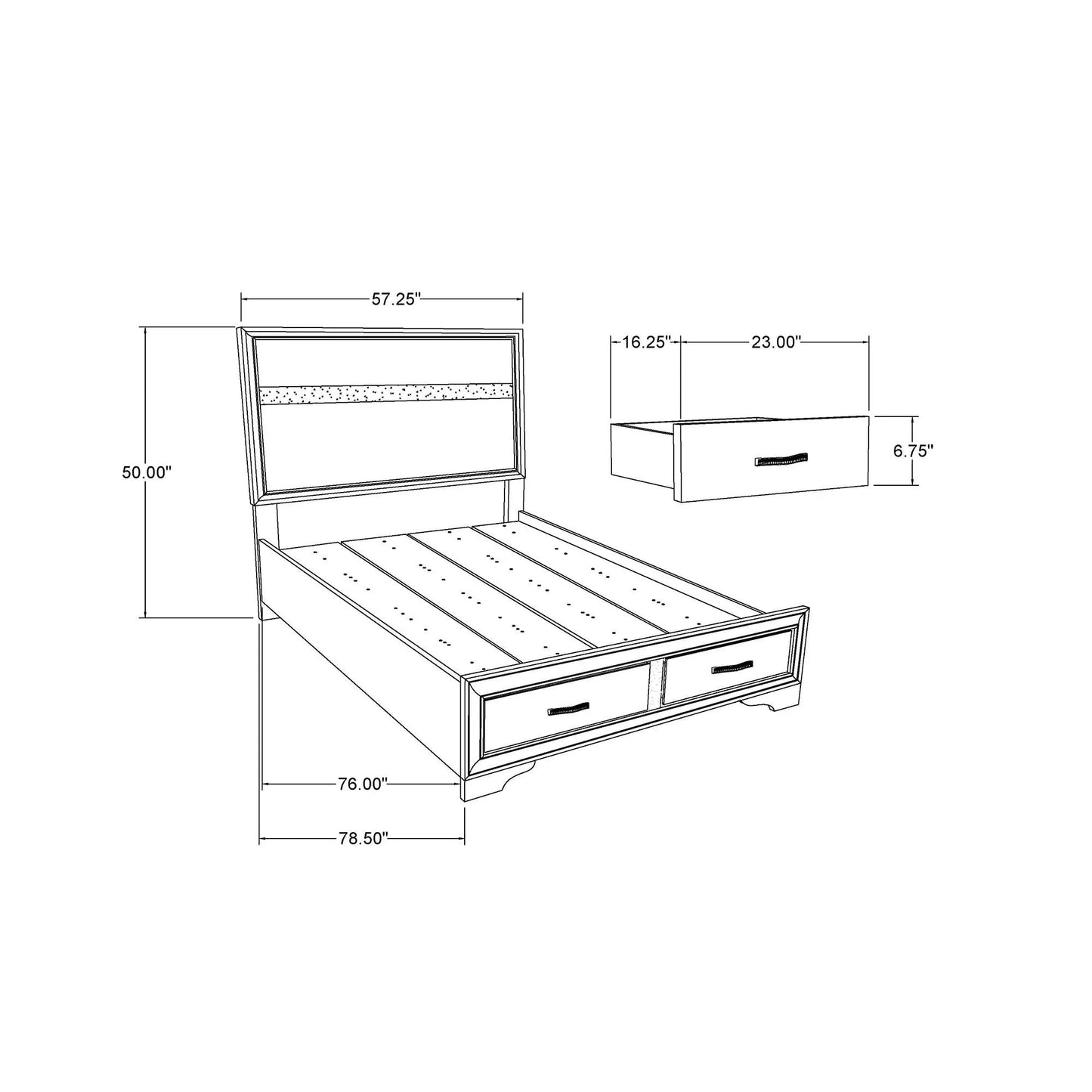 Ryder Bed Sparkle storage bed by Unique Piece Furniture with two footboard drawers on Tampa Home & Garden Store