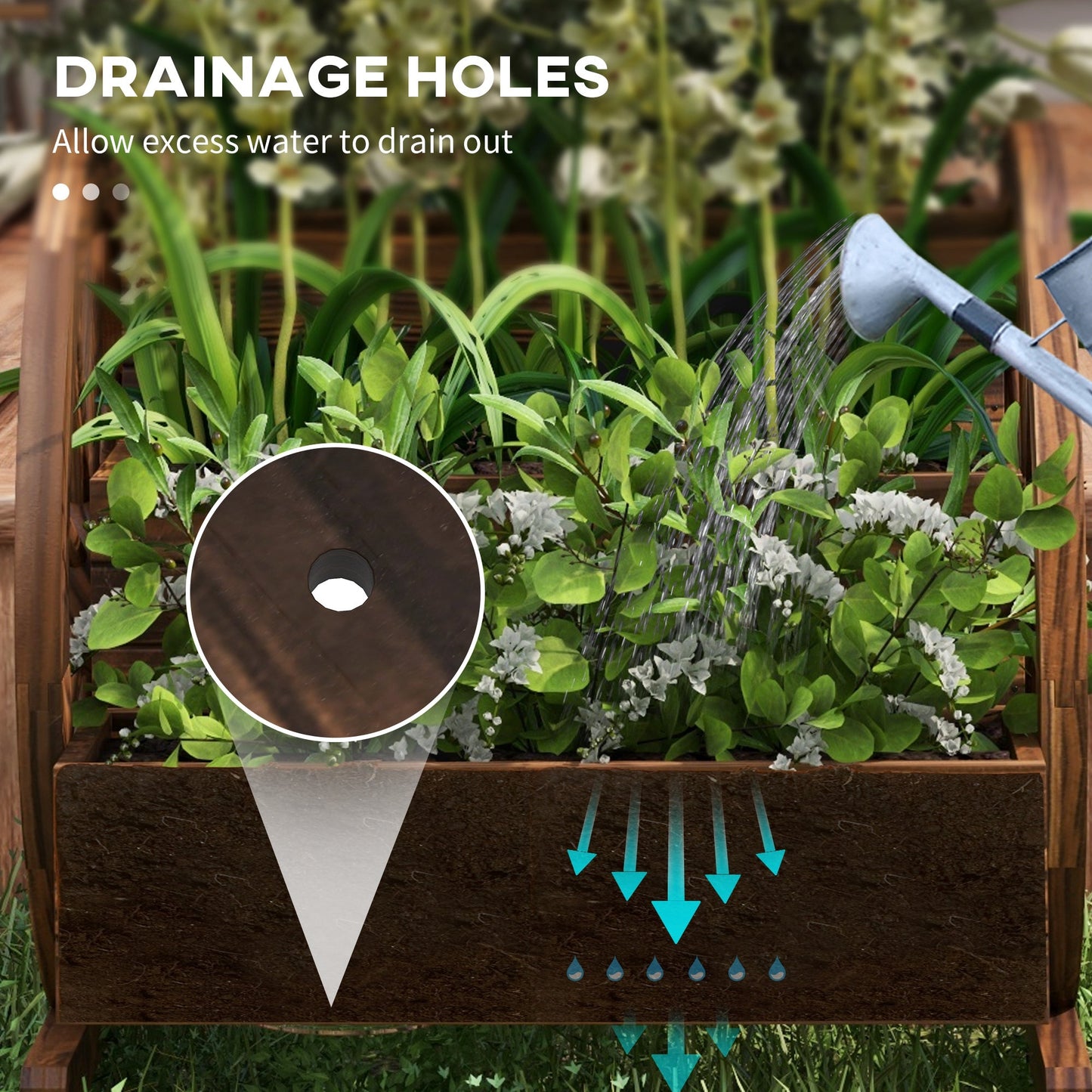 Vintage Wooden Wagon Planter and Garden Bed