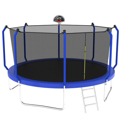 Outdoor Backyard Trampoline and Basketball Hoop