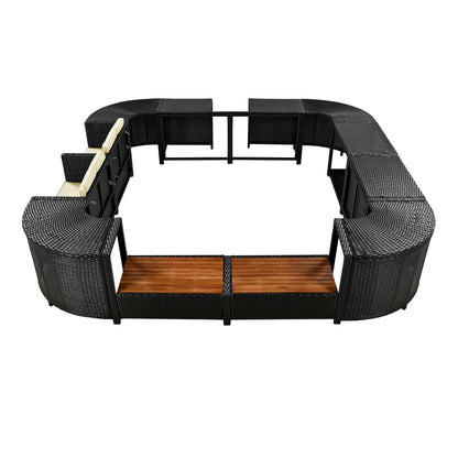 Outdoor Rattan Spa Frame and Modular Storage Seat