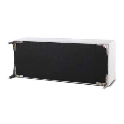 Madelyn Modern Storage Bench white upholstery underside view with metal brackets HouseOfZazla on Tampa Home & Garden Store
