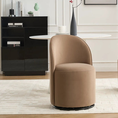 360 Degree Swivel Armless Dining Barrel Chair tan leather upholstery Unique Piece Furniture on Tampa Home & Garden Store